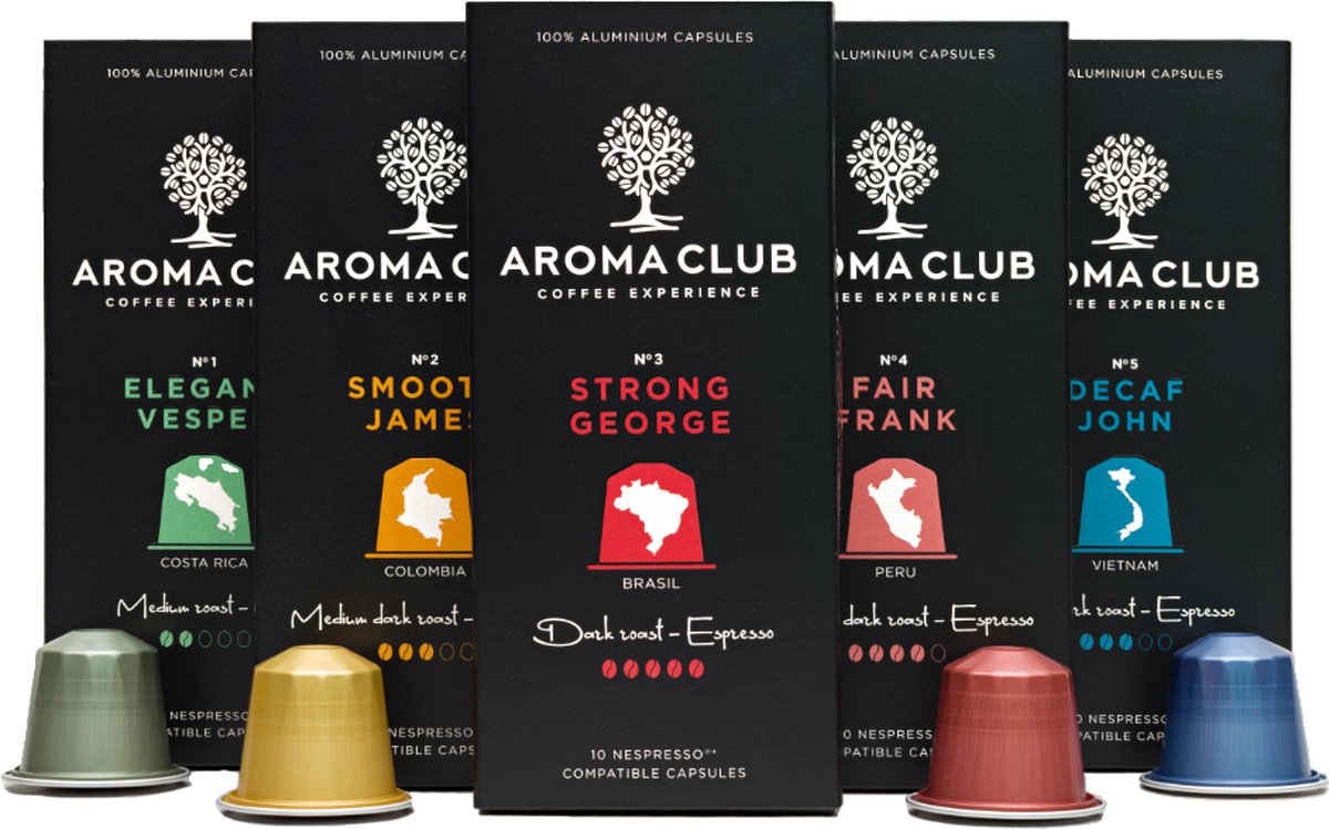 Eik En Franje Aroma Club - Proefpakket Nespresso Compatible Capsules (100 st.) - 5 smaken  - Espresso... | bol.com
