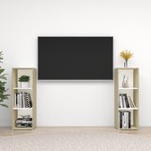 Decoways - Tv-meubelen 2 stuks 107x35x37 cm spaanplaat wit sonoma eikenkleur