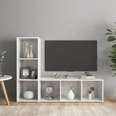 Decoways - Tv-meubelen 2 stuks 107x35x37 cm spaanplaat hoogglans wit