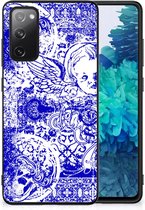 Smartphone Hoesje Geschikt voor Samsung Galaxy S20 FE Back Case TPU Siliconen Hoesje met Zwarte rand Angel Skull Blue