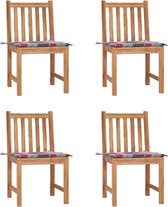Decoways - Tuinstoelen 4 stuks met kussens massief teakhout