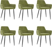 Decoways - Eetkamerstoelen 6 stuks fluweel lichtgroen