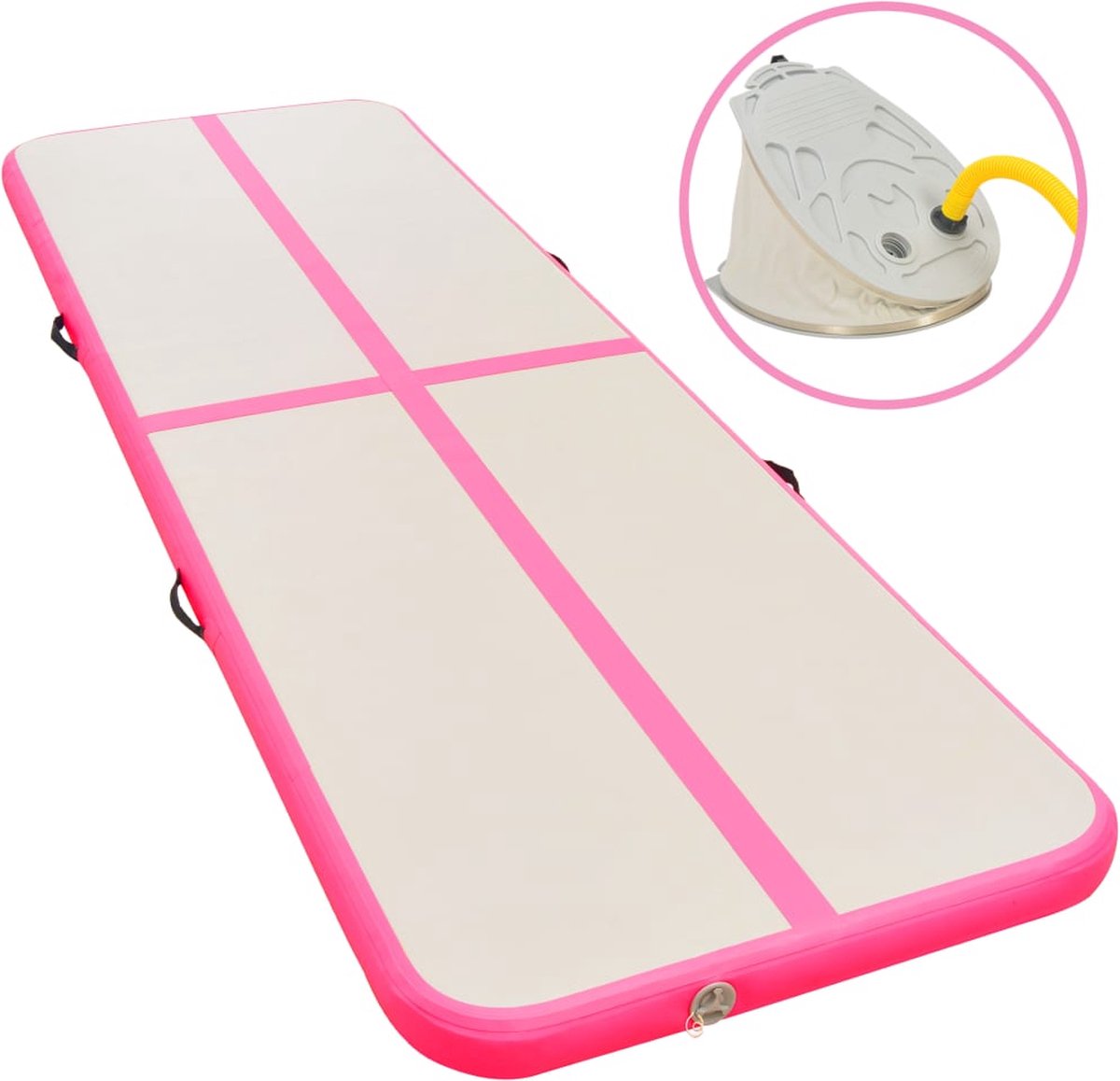 Decoways - Gymnastiekmat met pomp opblaasbaar 700x100x10 cm PVC roze