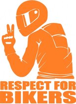 Respect for bikers sticker - Auto stickers - Auto accessories - Stickers volwassenen - 11 x 15 cm Oranje