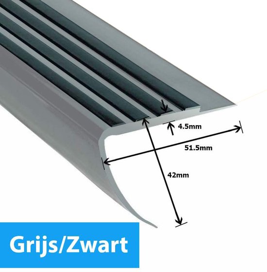 Trapneusprofiel PVC Rubber - 51,5x42mm | Grijs/Zwart | Lengte 110cm -... | bol.com