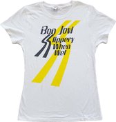 Bon Jovi Dames Tshirt -M- Slippery When Wet Wit