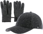 Herman Headwear kado set van waterafstotende herenpet en kwaliteits handschoenen maat M L antraciet melee