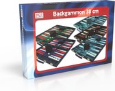 Backgammonkoffer 38 cm. Zwart effen