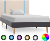 Decoways - Bedframe met LED stof crème en donkergrijs 100x200 cm