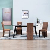 Decoways - Eetkamerstoelen 4 stuks kunstsuède bruin