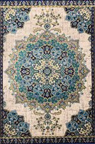 Aledin Carpets Jazan - Vintage Vloerkleed 160x230 cm - Laagpolig - Tapijten woonkamer - Blauw