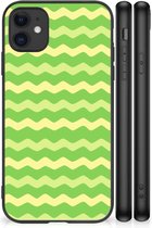 TPU Back Cover Geschikt voor iPhone 11 Smartphone Hoesje met Zwarte rand Waves Green