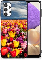 Telefoon Hoesje Geschikt voor Samsung Galaxy A32 5G Hoesje met Zwarte rand Tulpen