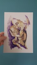 'Moeder en Kind Paars' | Kunst Poster | merk: MadameRuiz | A4 formaat | gerecycled papier | Zwangerschap unisex - Kinderkamer - Babykamer - Wanddecoratie - Decoratie - Kraamcadeau