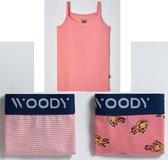 Woody ondergoed set meisjes - axolotl - roze - 1 onderhemd en 2 boxers - maat 128
