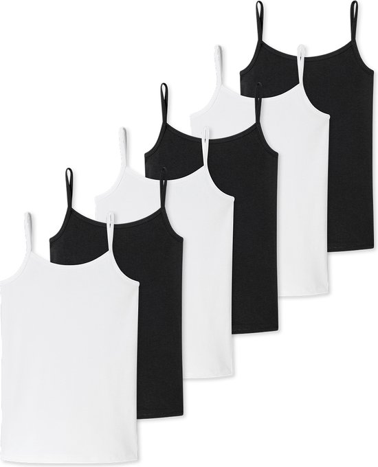 Schiesser Meisjes spaghetti-tops / onderhemden 6 pack Teens Girls 95/5 Organic Cotton