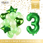 Numéro Ballon 3 Ans Vert Forrest Bouquet Vert * Hourra 3 Ans Anniversaire Décoration Set de 15 Ballons * 80cm Anniversaire Numéro Ballon * Snoes * Décoration D'anniversaire * Fête D'enfants * Forrest Vert* Numéro Ballon 3 * Vert