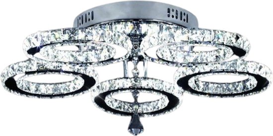 GreeLustr Kristallen Kroonluchter - Plafondlamp - Plafonniere - Kristal - Lamp - LED - Warm Wit Licht - Zilver