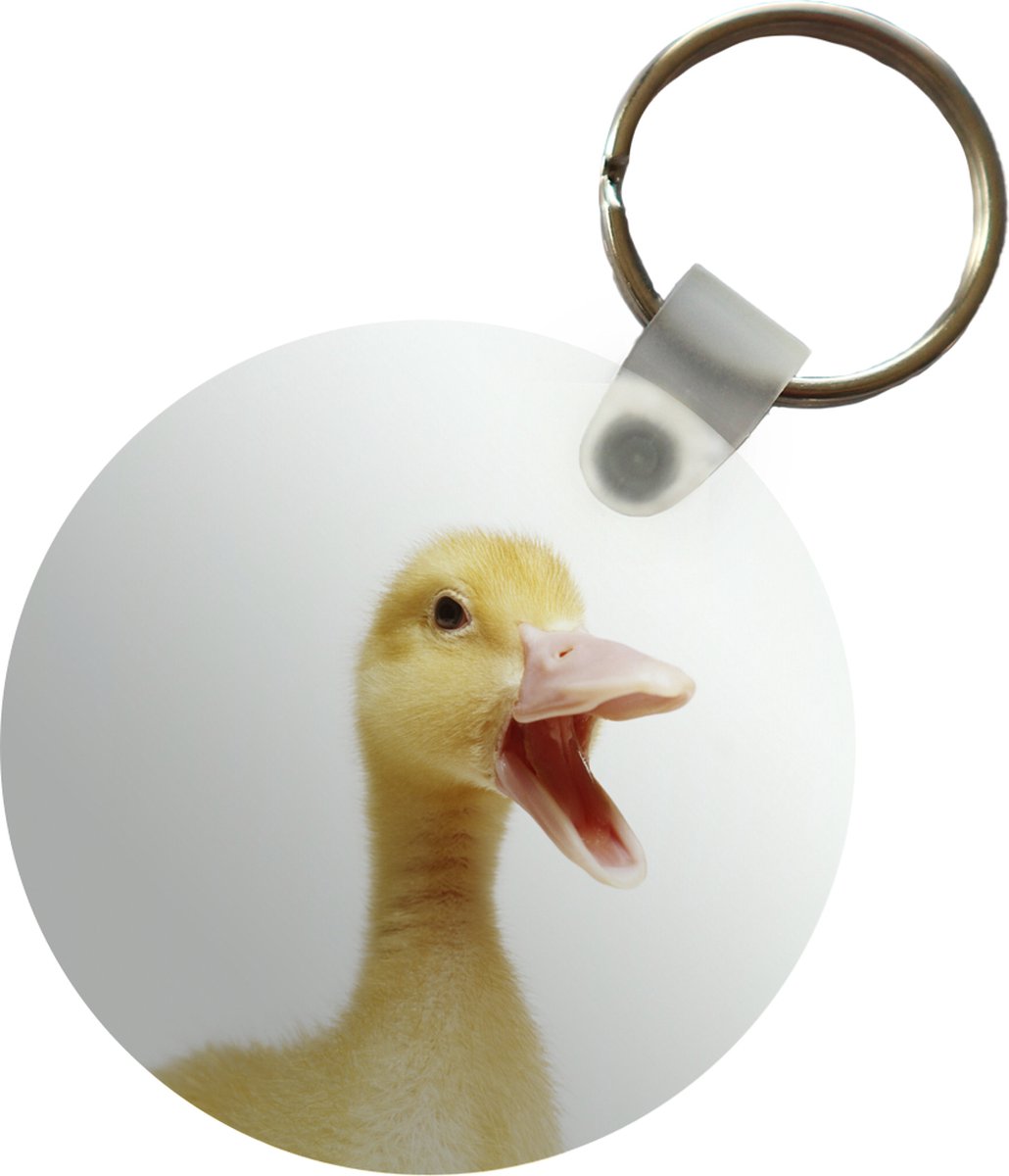 Sleutelhanger - Portret van een baby eend - Plastic - Rond - Uitdeelcadeautjes