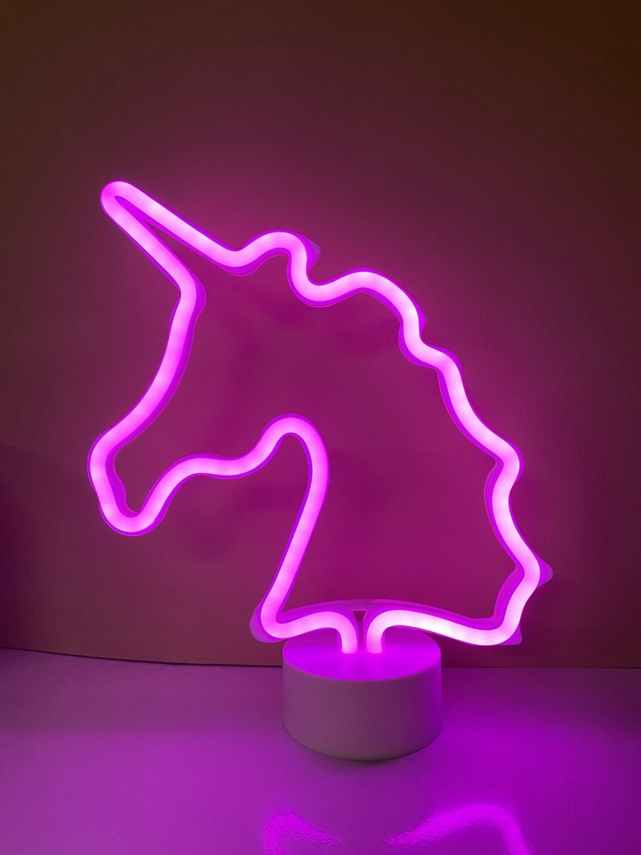 LED unicorn lamp met neonlicht - roze neon verlichting - 29.5 x 24 x 8.5 cm - Tafellamp - Nachtlamp - Decoratieve verlichting - Woonaccessoires