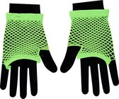 Visnet handschoenen | Korte handschoenen | Fluor Groen | One Size | Kanten handschoenen | Neon verkleedkleding | Feestkleding | Apollo | Carnaval