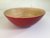 Bamboe schaal 29,5 cm rood - serveerschaal- slakom -saladeschaal- houten schaal
