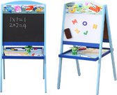 krijtbord kinderen - Schoolbord-Tekenbord-Schrijfbord- Kind Schrijfbord- Wit/Zwart– Dubbelzijdig- Krijt –96 x 48 x 42 cm – Pennenbakje -hout
