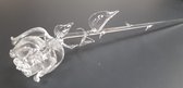 Glassculptuur Roos mondgeblazen van glas kleur blank 40cmL x 7 cmB