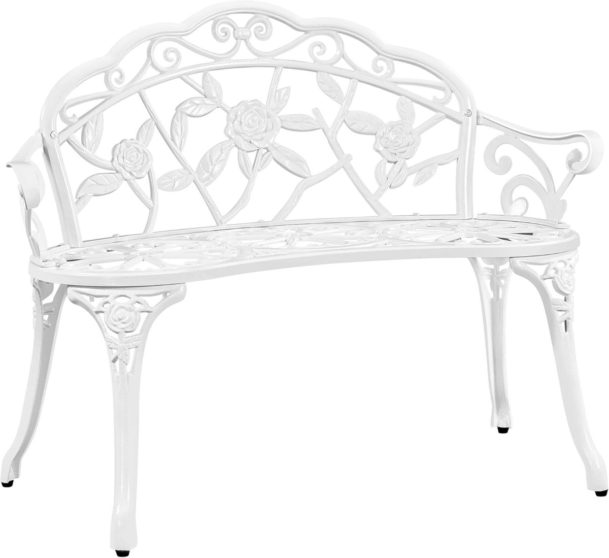Tuinbank Metaal 2-Persoons - Weerbestendige Parkbank Vintage Design - Waterafstotend en Roestbestendig - Comfortabele Rugleuning - Voor Tuin, Terras, Balkon en Voortuin