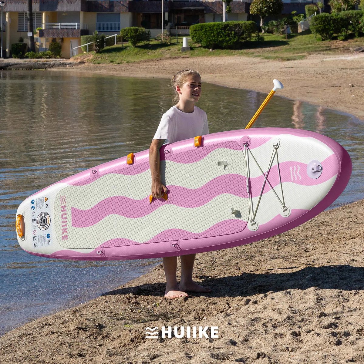 HUIIKE SUP Board - Opblaasbaar Paddle Board voor Kinderen met Accessoires, Peddel, Vinnen, Pomp - Stand Up Paddle Hoge Stabiliteit - 262 x 71 x 15 cm - Max. 80 kg – foto 7