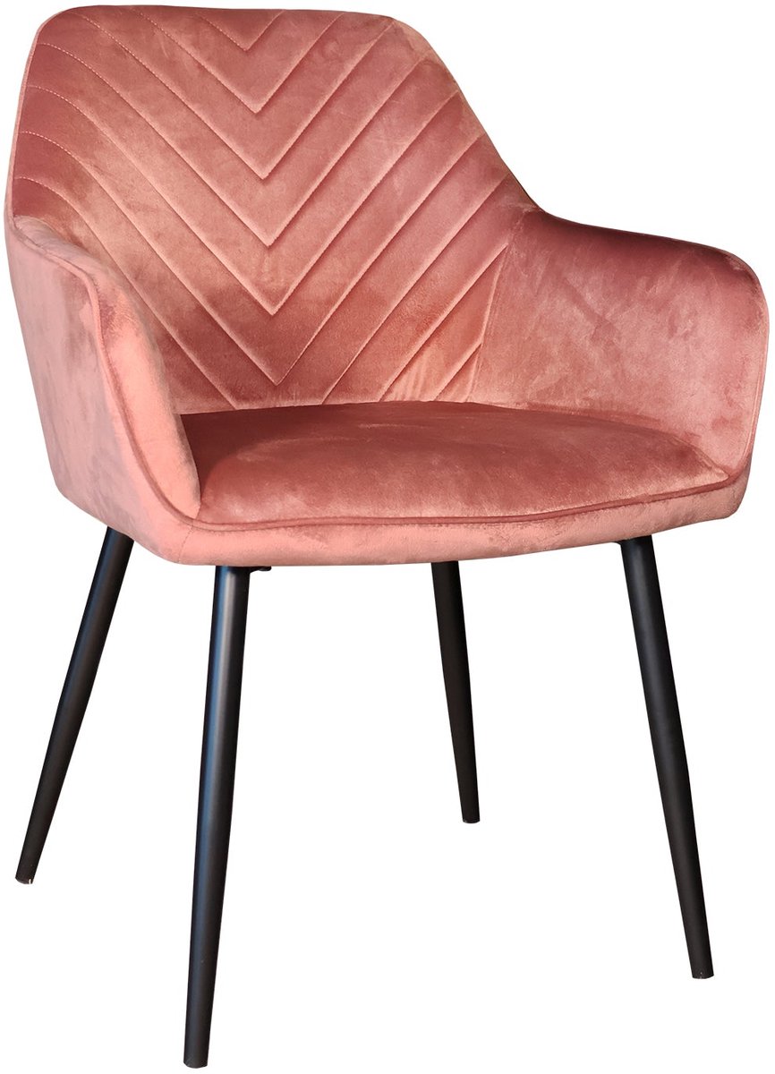 Lizzely Garden & Living Eetkamerstoel met armleuning Darcio roze velvet eetstoel zetel