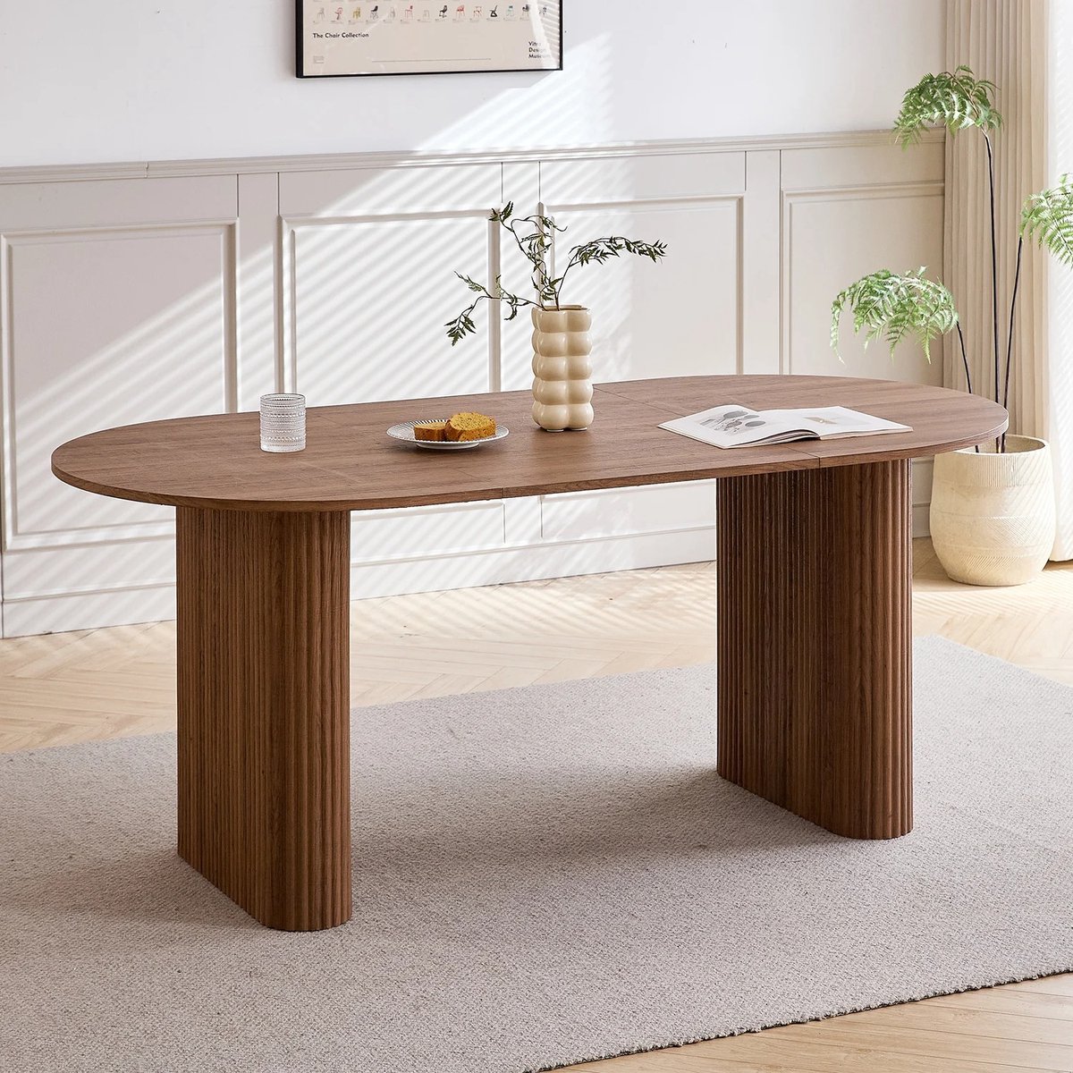 Homegoodies Eettafel Eettafel Ovaal Japandi 180 X 90 Cm 6 Personen Houtlook Blad Mdf Constructie Modern Design