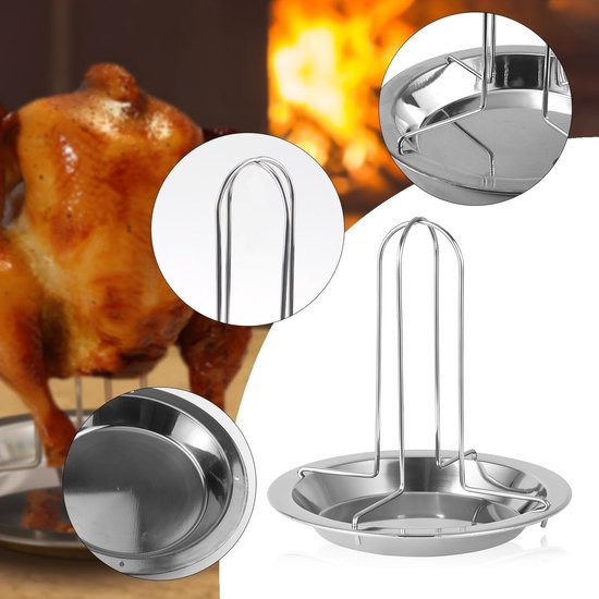 Stainless Steel Kippenhouder voor Grillen en Oven - Ideaal voor Barbecue en Kookaccessoires, 1 Stuk — afbeelding 3