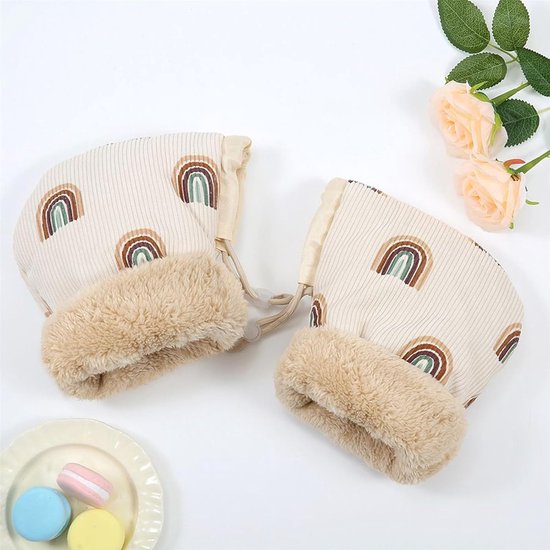 Kinderwagen Handschoenen - Muffen Winter - Warm Blijven - Pluche Gevoerd - 25x15 cm - Regenboog Patroon — afbeelding 3