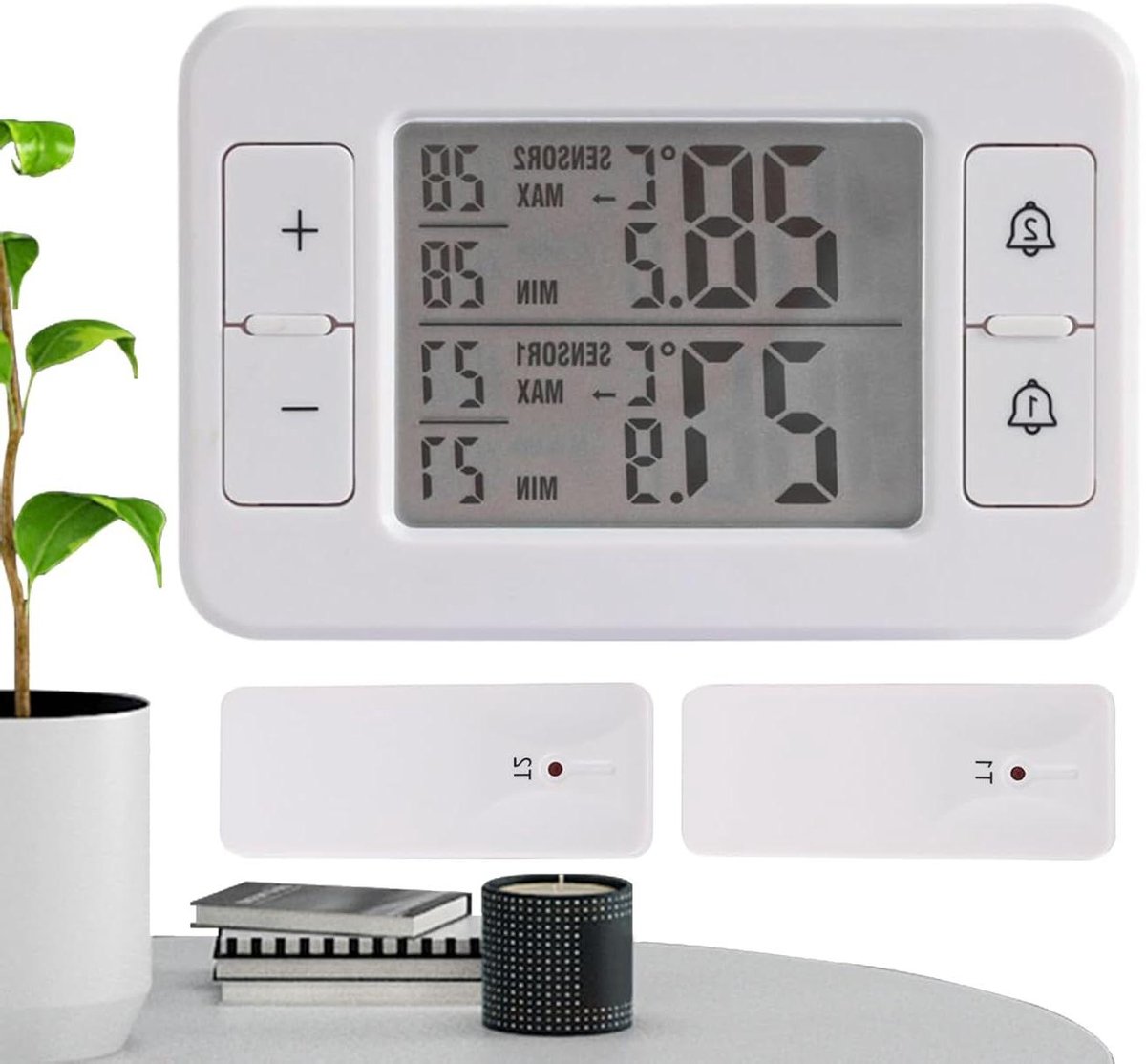 Temperatuurmeter Koelkast - Digitale Thermometer - Voedsel Bewaren - Draadloze Meting - 100 Meter Bereik - Wit