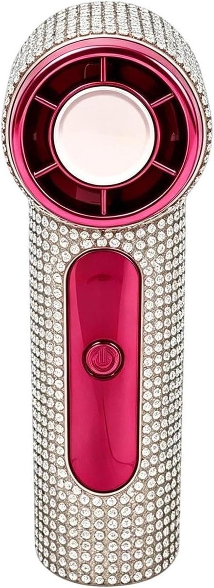 Oplaadbare Draagbare Ventilator - Persoonlijke Mini Fan - Buiten Koelen - Elegante Strass Details - 11.5 cm Hoog - Zwart