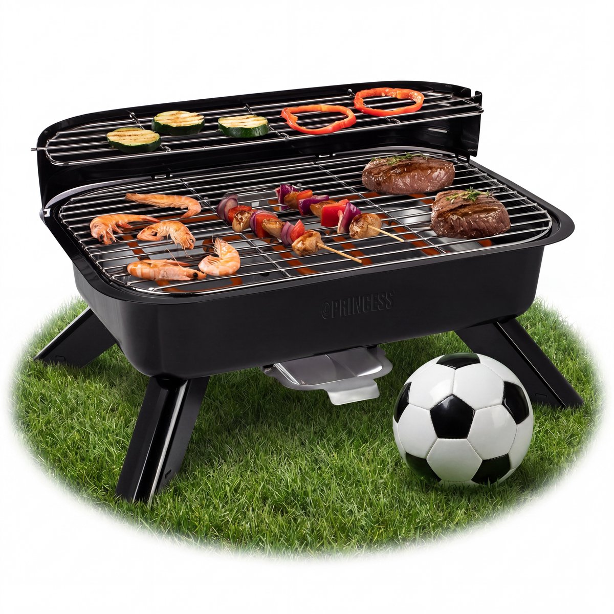 Bol.com Princess 112252 Hybride Barbecue – 2000W – Elektrisch of Houtskool BBQ – Compact Tafelmodel – Ideaal voor Balkon & Campi... aanbieding