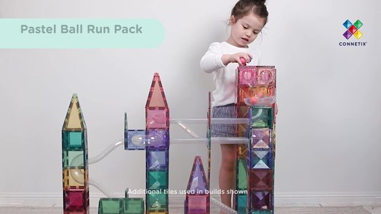 CONNETIX - Magnetisch Tegels - Pastel Ball Run Pakket - 106 Stuks - Magnetisch Speelgoed