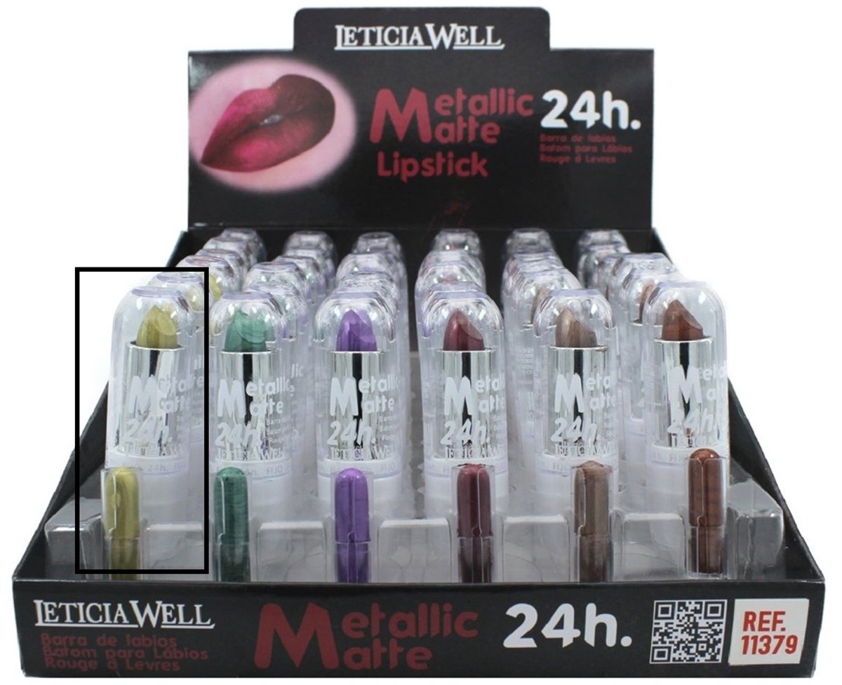 Leticia Well - Metallic Matte Lipstick / Lippenstift - Licht Groen - Nummer 27 - 1 Stuks met 3,8 gram inhoud