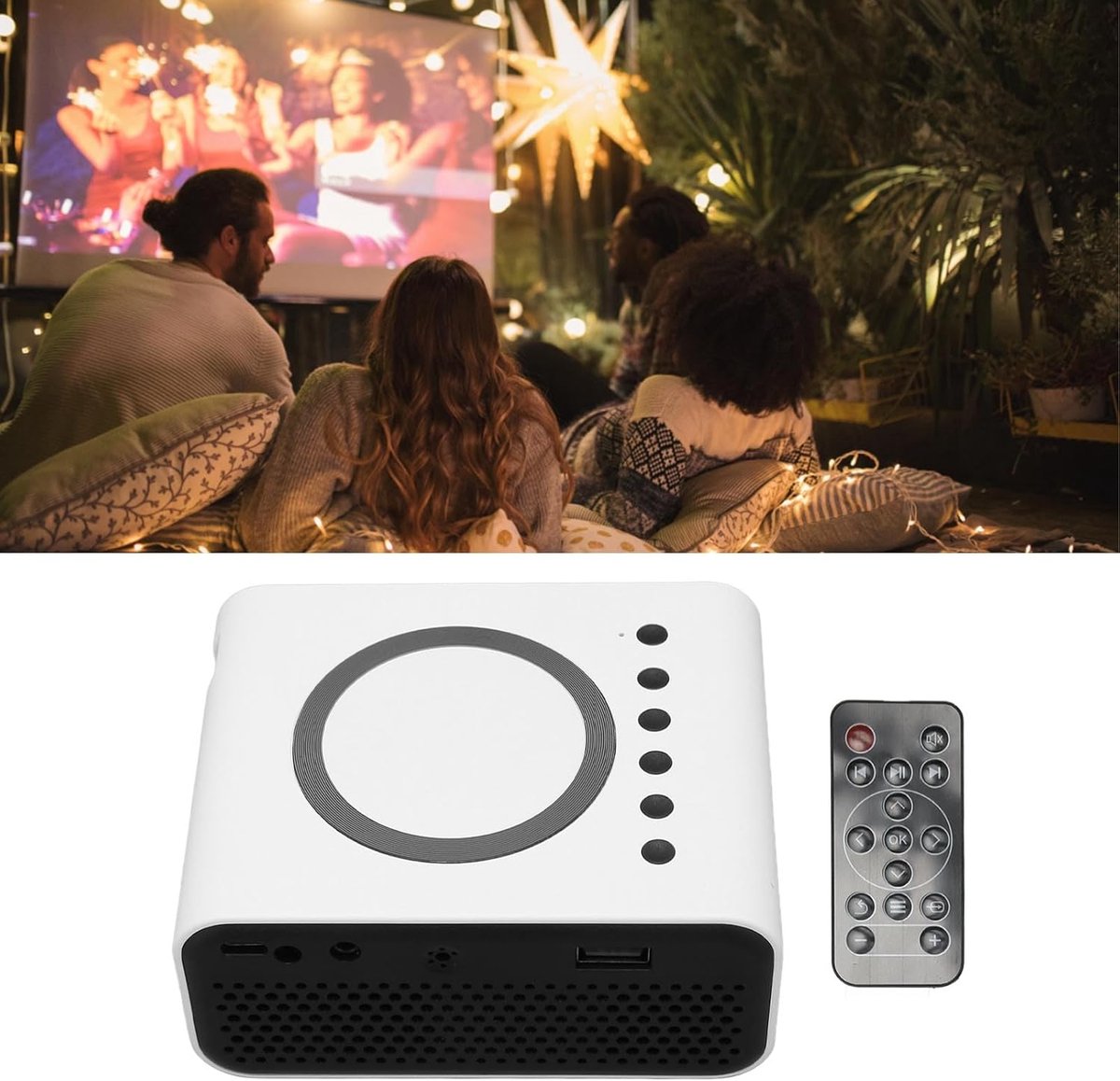 KZQ Mini Projector - Draagbaar Full Hd 1080p Led Projector Met Wifi - Geschikt Voor Telefoon En Computer - Ideaal Voor Thuis Slaapkamer Tuin Binnen Buiten Kamperen En Voetbal Kijken - Wit – foto 4