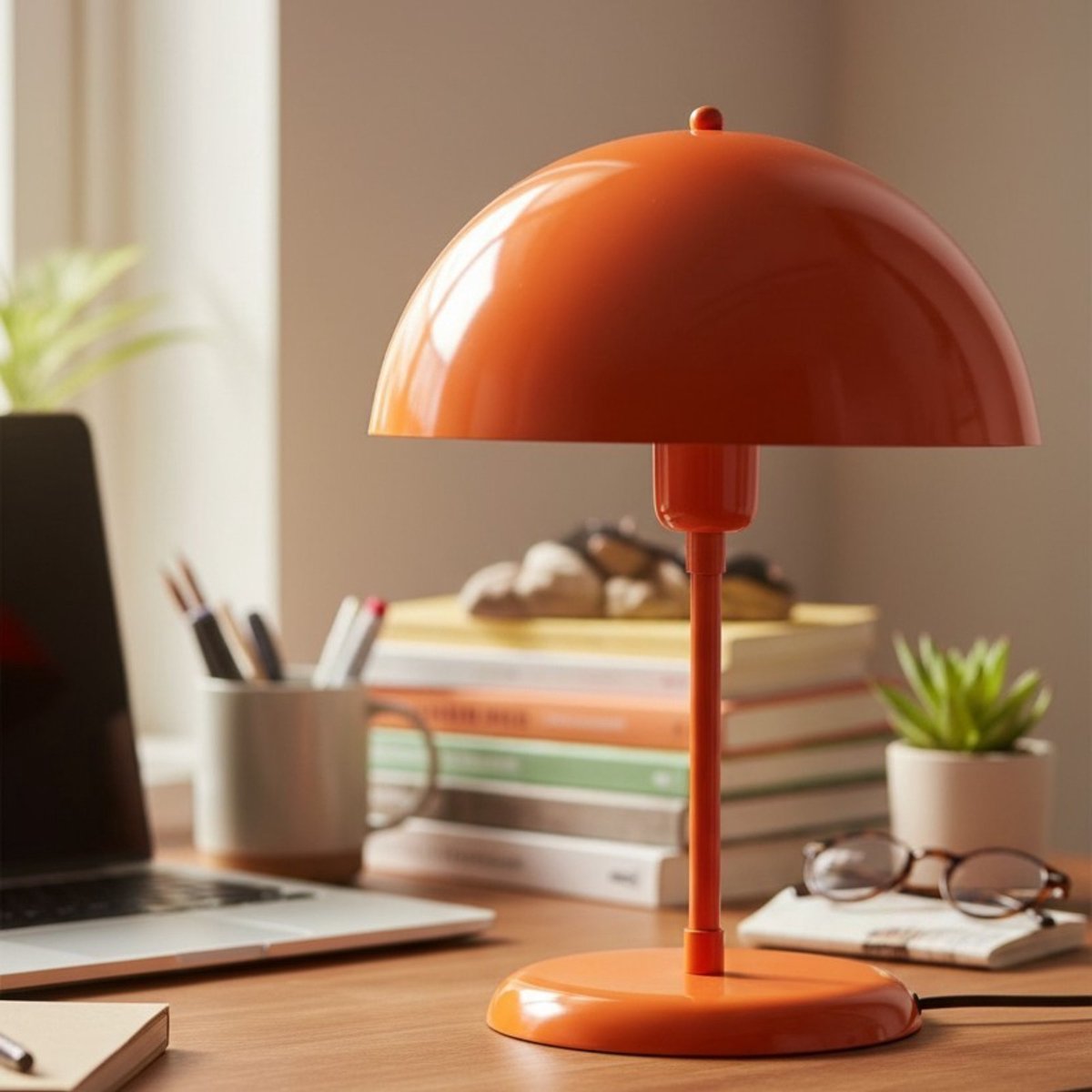 Bamyum Tafellamp E27 Metaal Oranje Paddestoel Bureaulamp Paddestoellamp Nachtkastje Lamp Tafellamp Paddestoel Verlichting