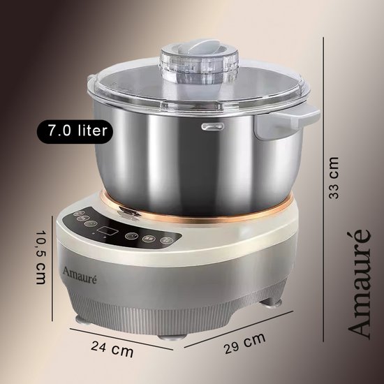 ACEP Deeg kneed machine - 7L - Deegmachine- Mixer met gisting functie - Keukenmachines - Keukenmixer- Keukenmachine - 25-28 graden - 200W van Merkloos — afbeelding 3