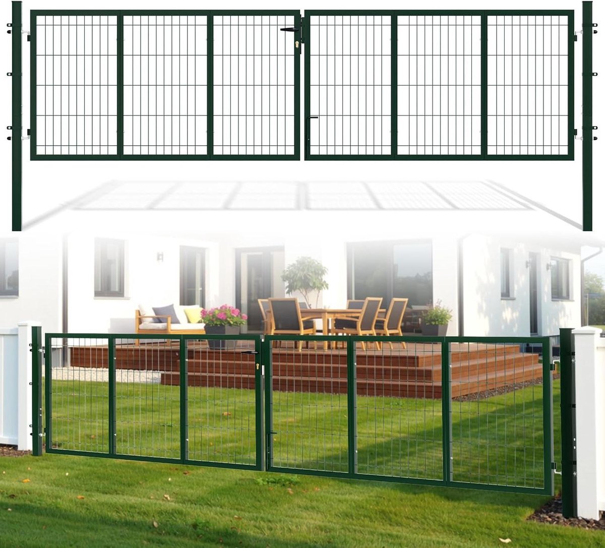 Tuinpoort Dubbel - Hekdeur Tuin - Perceel Afbakenen - Verzinkt Staal EP-Coating - 350 x 10