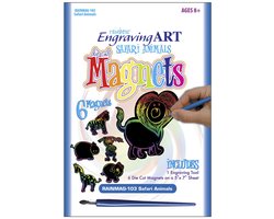 Grafeer magneten - krasmagneten regenboog safari dieren - RAINMAG-103