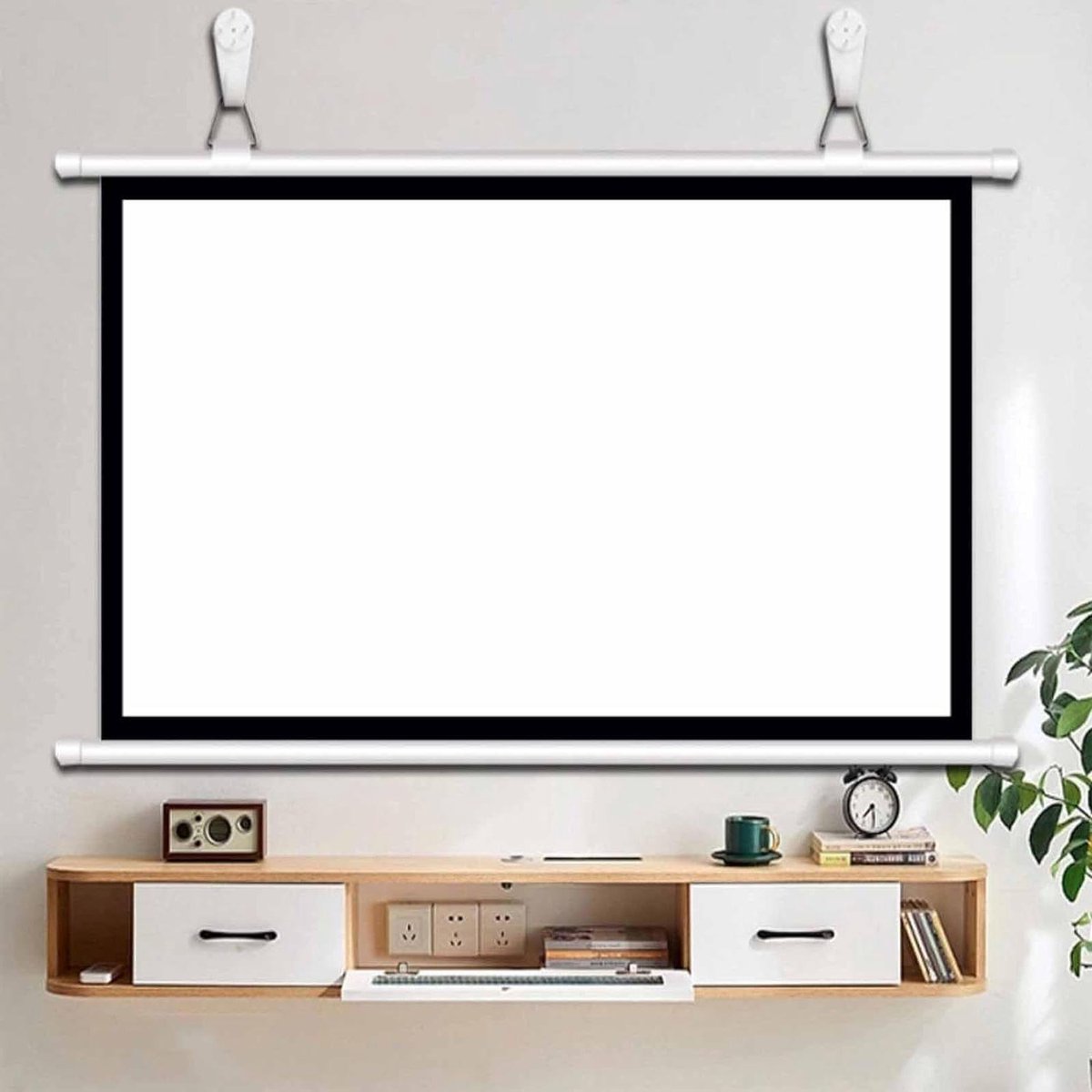 Projectiescherm - HD Scherm - Thuisbioscoop Ervaring - Kreukvrij Glasvezel - 72 Inch - Wit