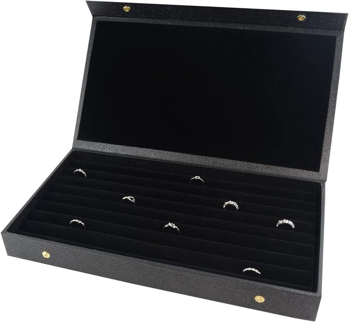 Juwelendoos Display - Opbergkist Sieraden - Sieraden Presenteren - Drukknop Sluiting - 375mm x 210mm - Zwart