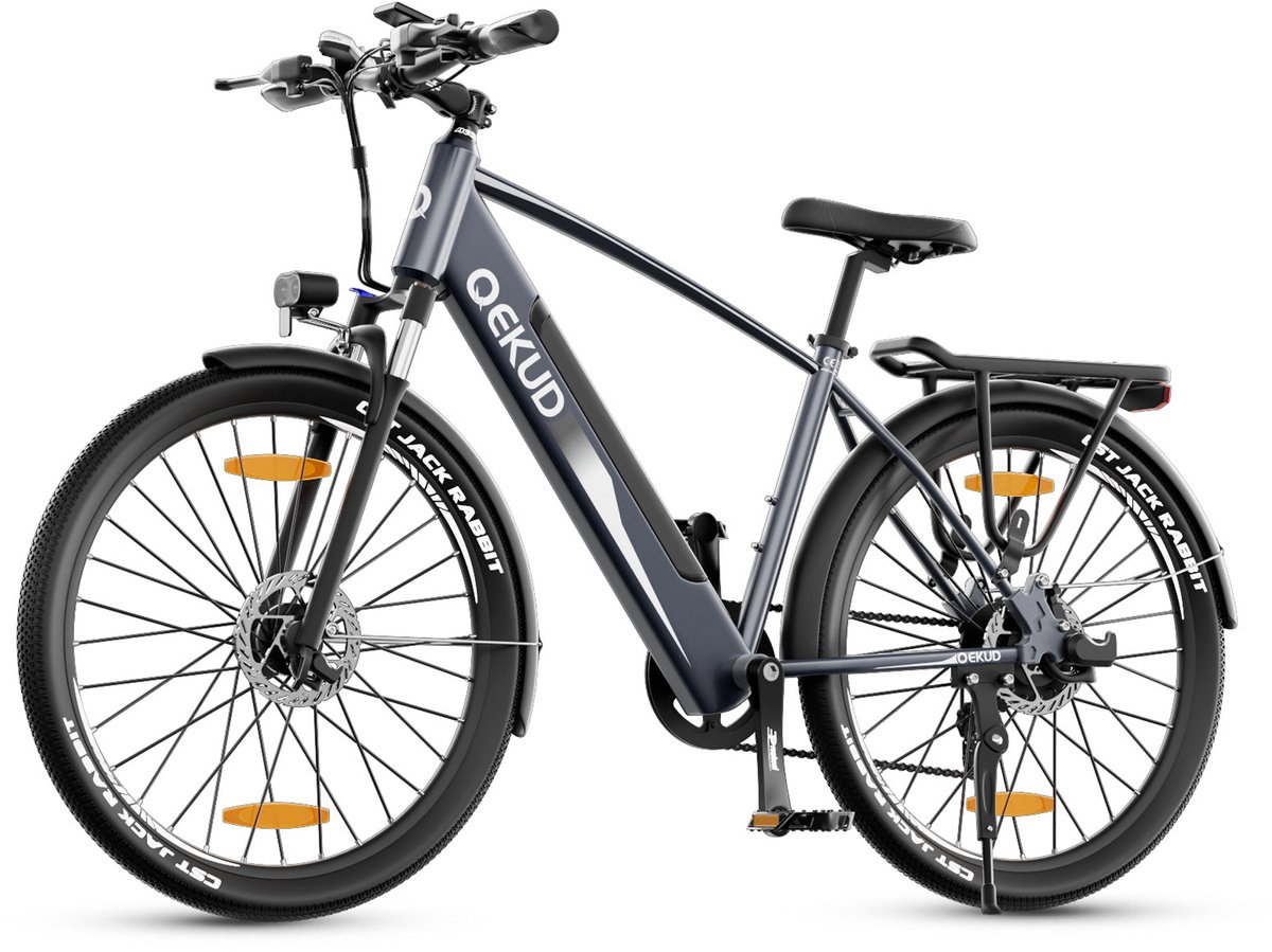 Qekud Elektrische Fiets - E-bike - 27.5 inch - 250W Motor -36V 13Ah Accu - 100km - 7 Versnellingen - met app - grijs