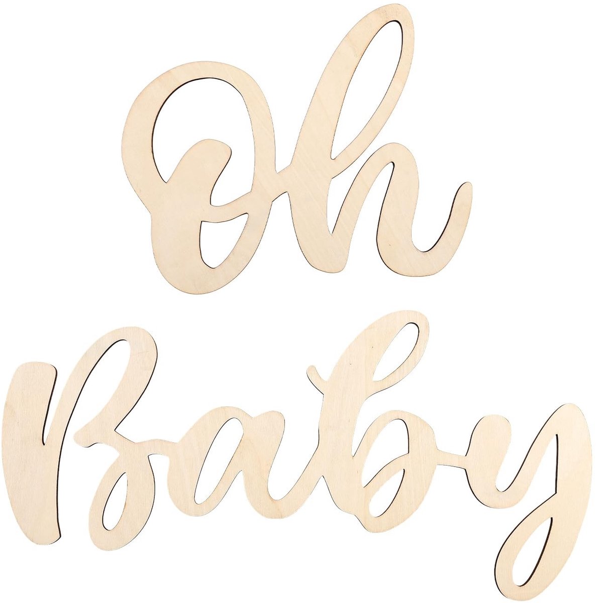 Dailygoods- Baby Douche Teken Hout - Oh Baby Bord - Decoratie Kamer - Gender Reveal Party - Schattige Banner - 20 x 40 cm