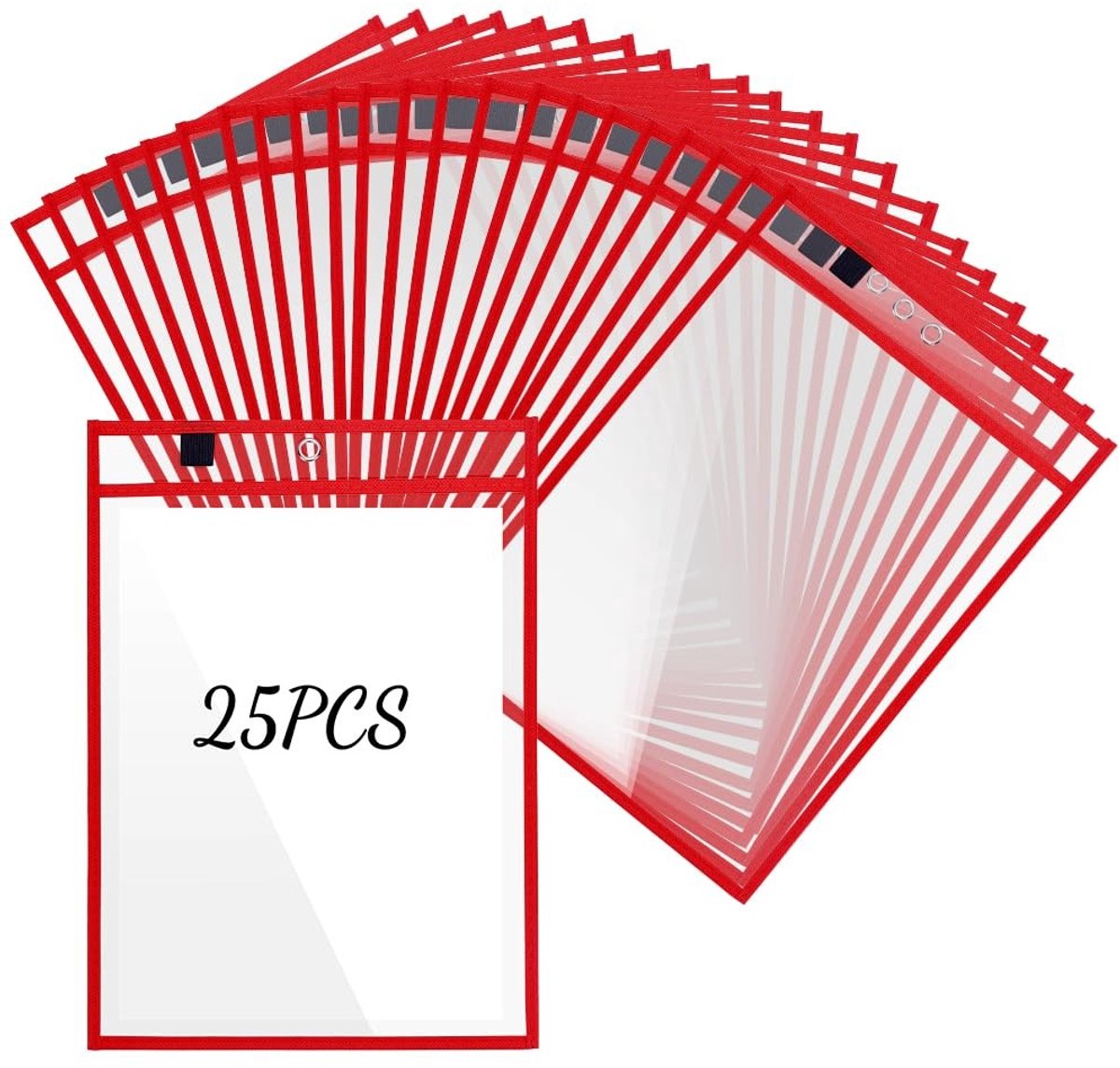 Dailygoods- Ticket Houders 25 Pack - Herbruikbare PVC Mouwen - 30x25 Inch - Droogwissen Zak - Organisatie Klas/Kantoor - Schokbestendig en Duurzaam - Documenthoezen