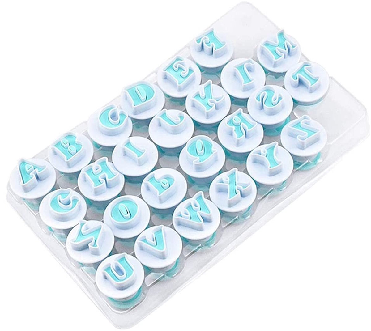Cosensi- Cookie Stamp 26 Stuks - Alfabet Vorm - Fondant Mallen - DIY Koekjes - Cake Tool - Voedselveilig Plastic - Lettervormpjes